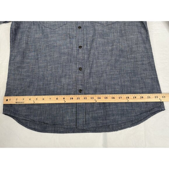 Stio Men’s Large Ashton Chambray Snap Shirt Western Rodeo Outdoors Pockets - Picture 13 of 16